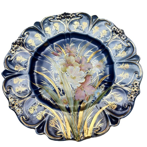 Antique RARE Royal Coburg Ware Germany HandPainted Floral w/Gold Leaf Dish - Picture 3 of 7